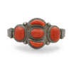 Vintage Sterling Silver Red Coral Hinged Bracelet