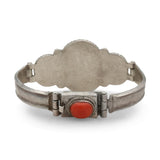 Vintage Sterling Silver Red Coral Hinged Bracelet
