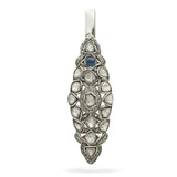 Vintage Polki Diamond and Sapphire Openwork Navette Pendant