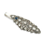 Vintage Polki Diamond and Sapphire Openwork Navette Pendant