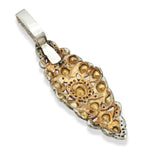 Vintage Polki Diamond and Sapphire Openwork Navette Pendant