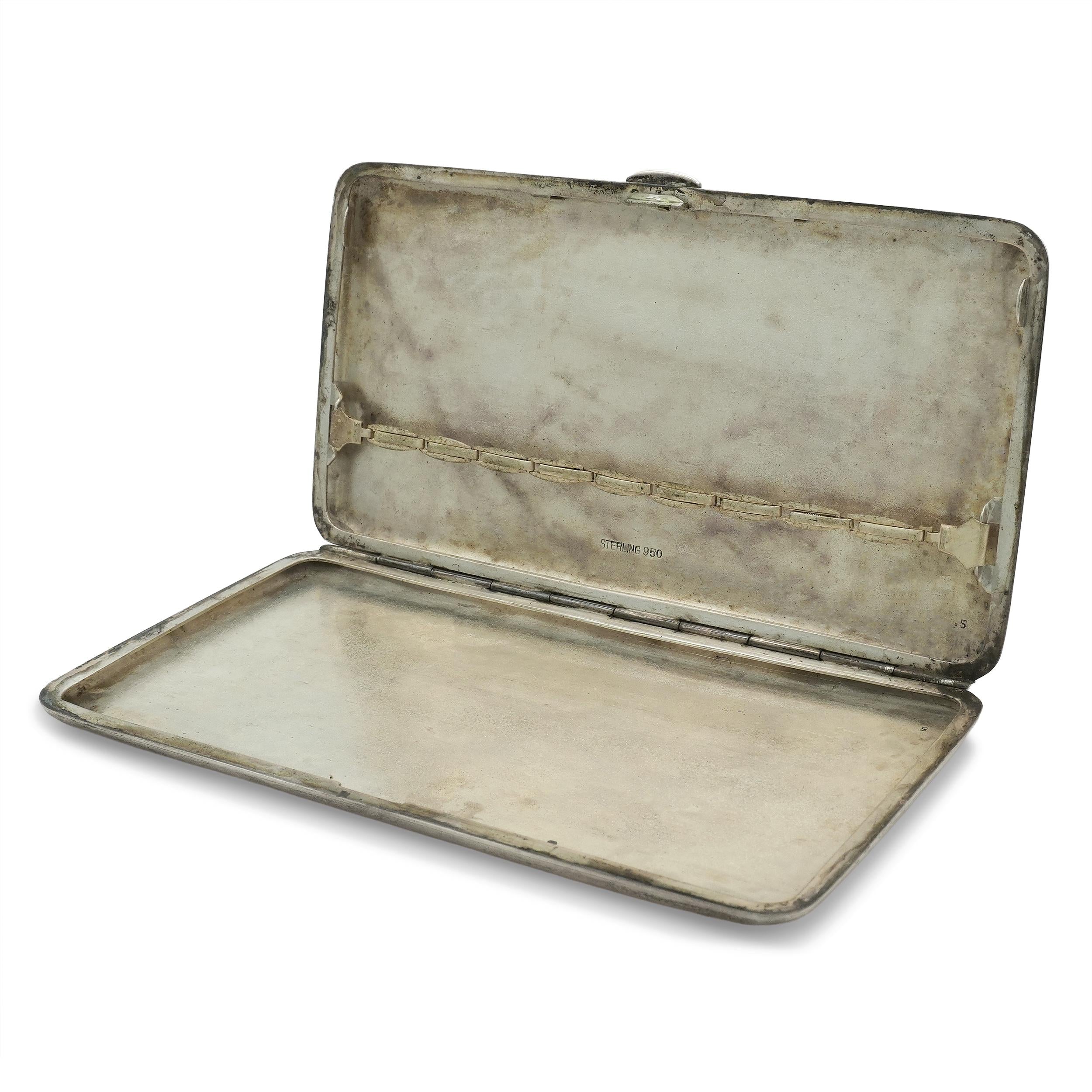 Antique Japanese 950 Sterling Silver Mount Fuji Cigarette Case