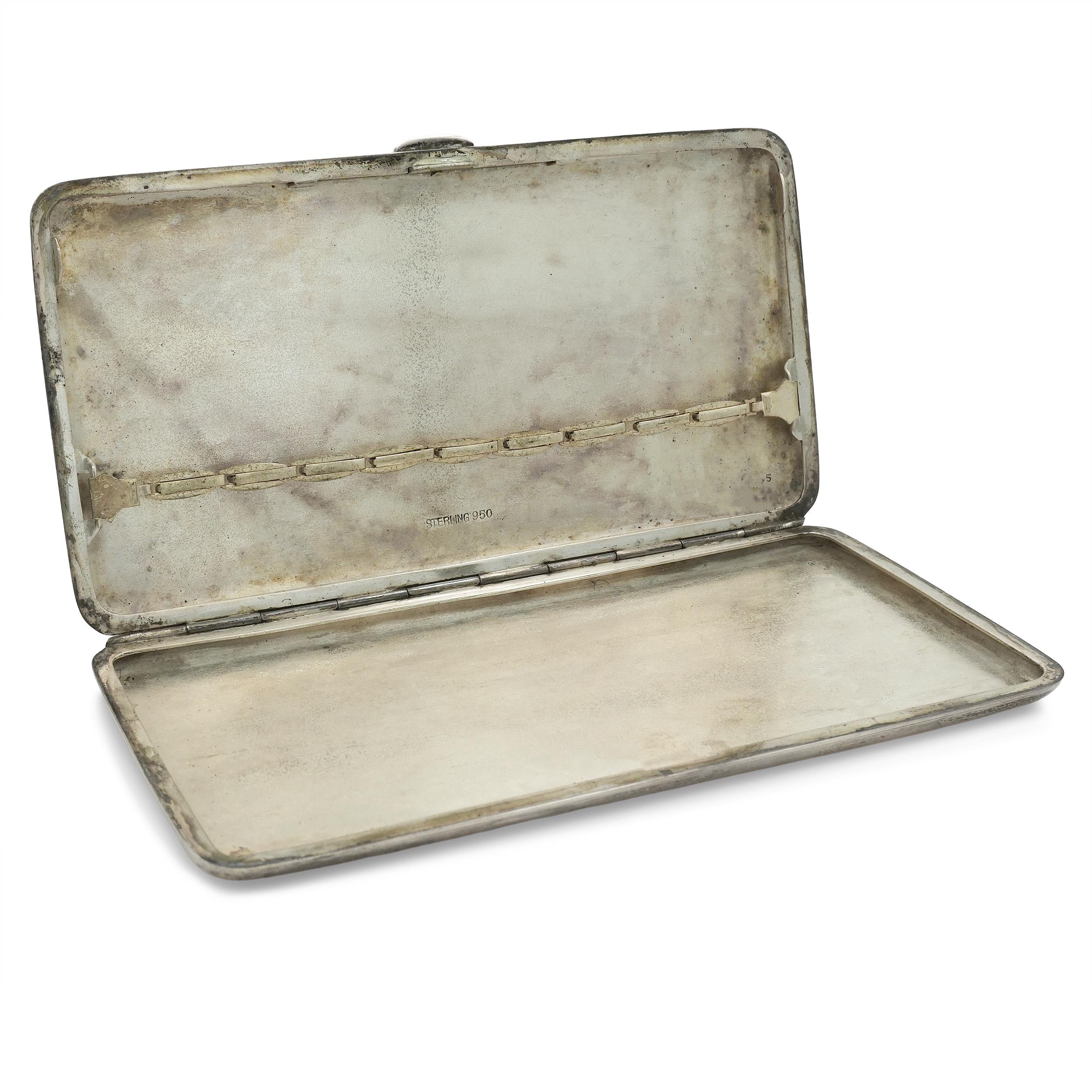 Antique Japanese 950 Sterling Silver Mount Fuji Cigarette Case