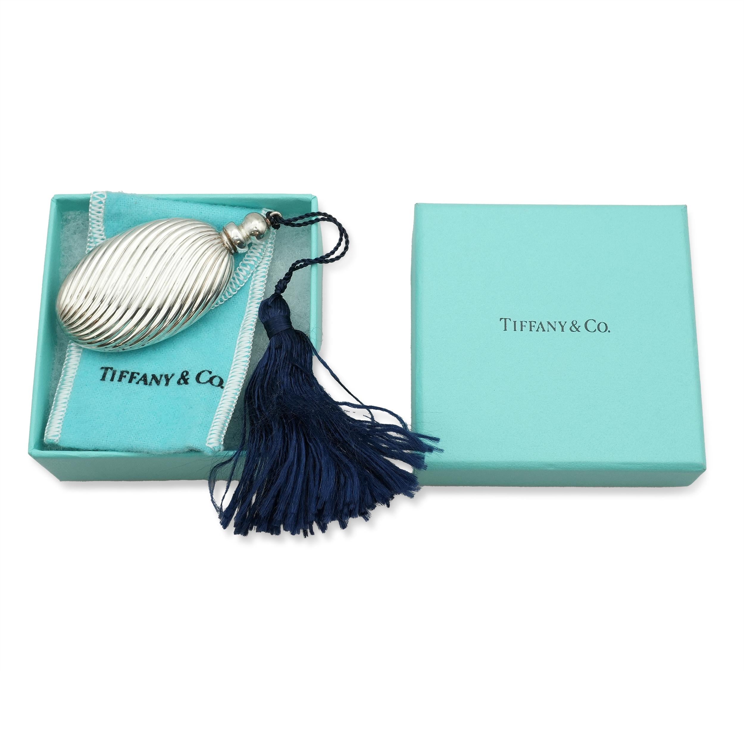 Vintage Tiffany & Co. Sterling Silver Oval Perfume Flask With Tassel