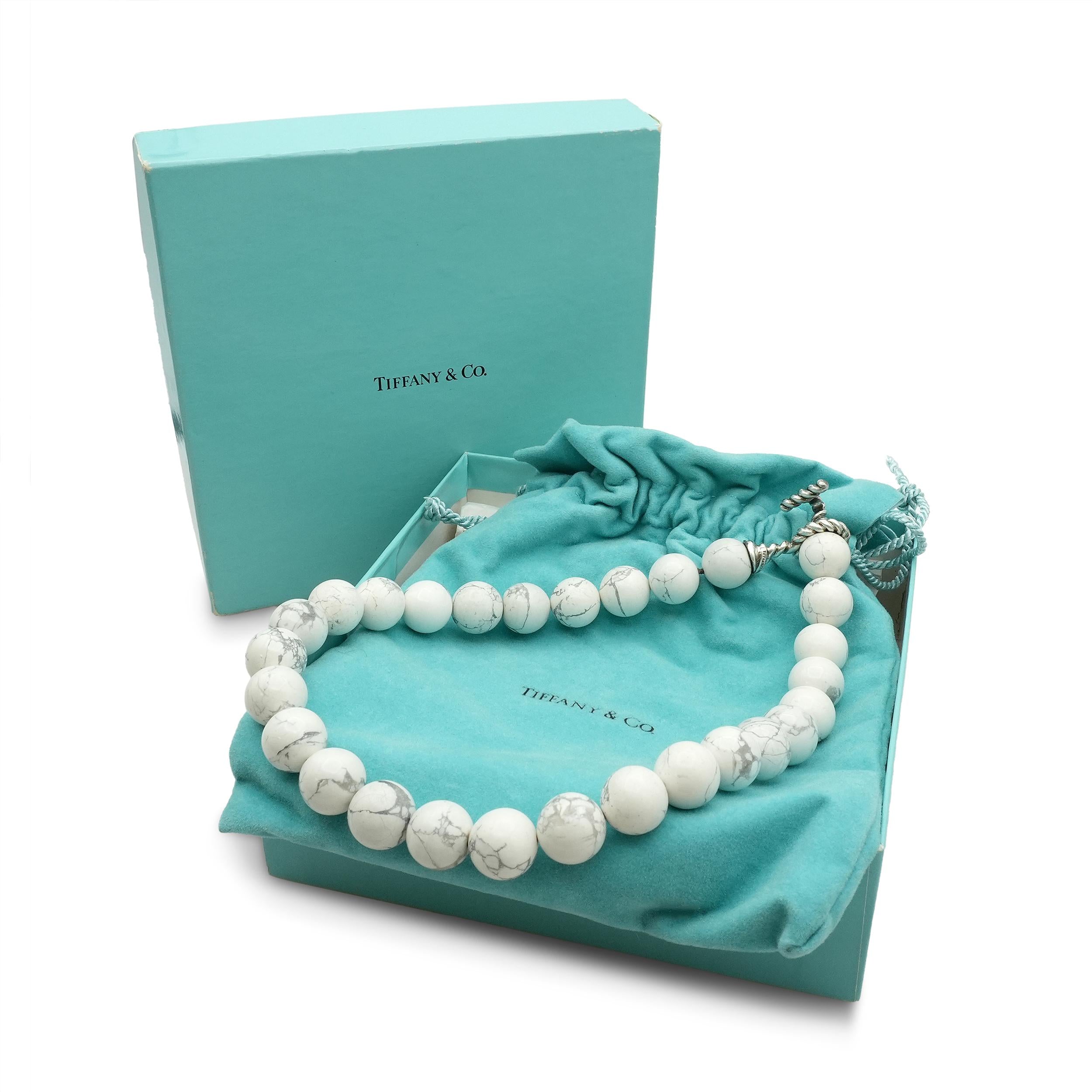 Tiffany & Co Sterling Silver White Howlite Bead Necklace