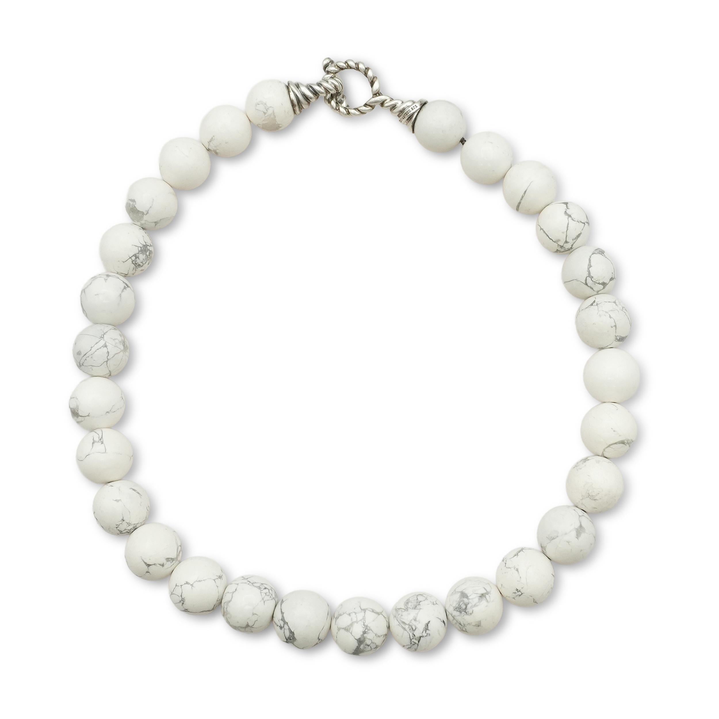 Tiffany & Co Sterling Silver White Howlite Bead Necklace