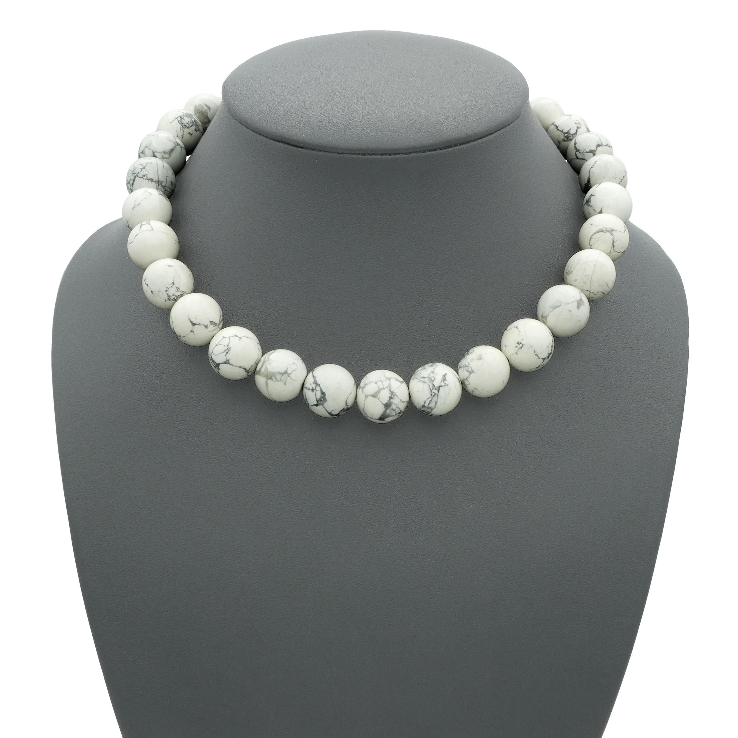 Tiffany & Co Sterling Silver White Howlite Bead Necklace