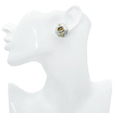 Lagos Caviar Sterling Silver & 18k Yellow Gold Citrine Cabochon Earrings