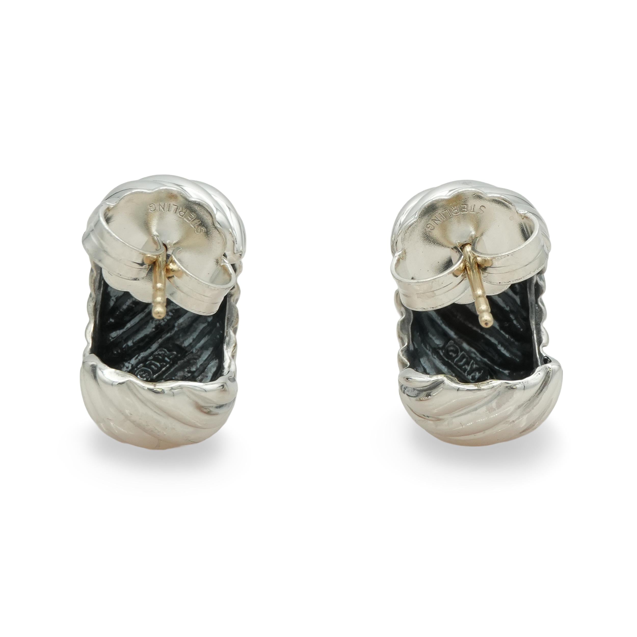 David Yurman Sterling Silver Sculpted Cable Hoop Earrings