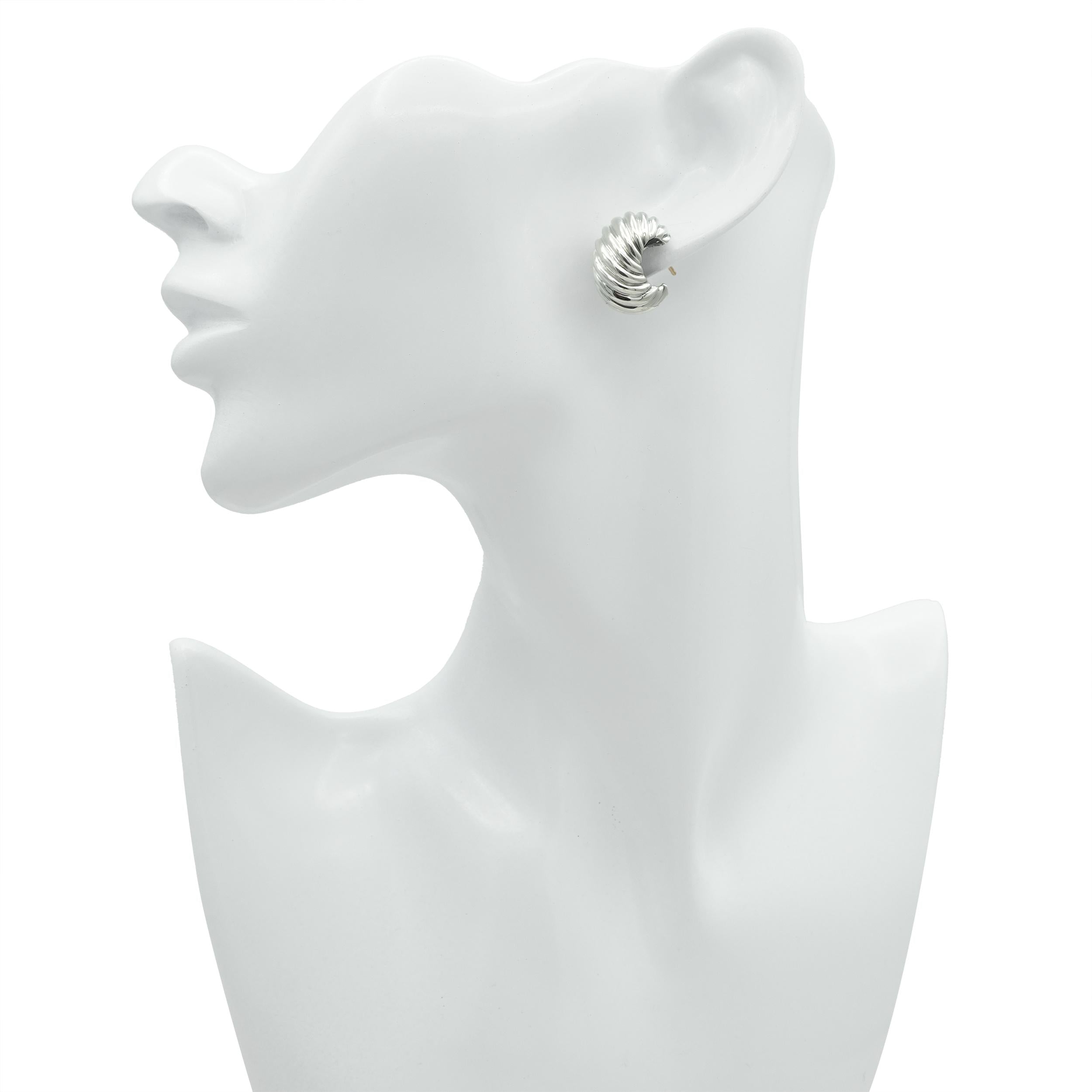 David Yurman Sterling Silver Sculpted Cable Hoop Earrings