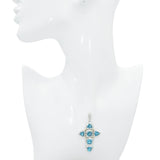 David Yurman Sterling Silver 18K Yellow Gold Blue Topaz Cross Pendant