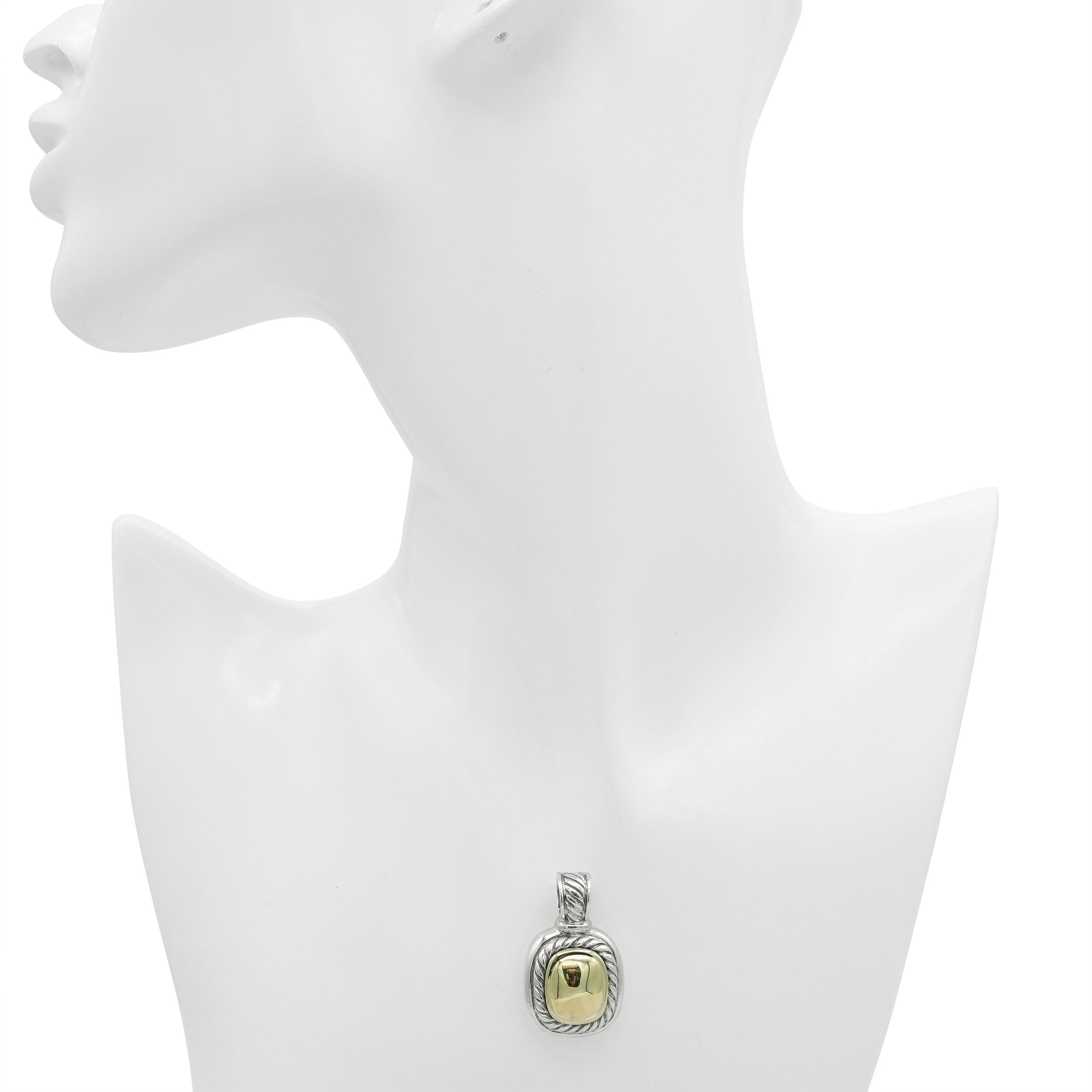 David Yurman Sterling Silver and 14k Yellow Gold Cable Pendant Enhancer
