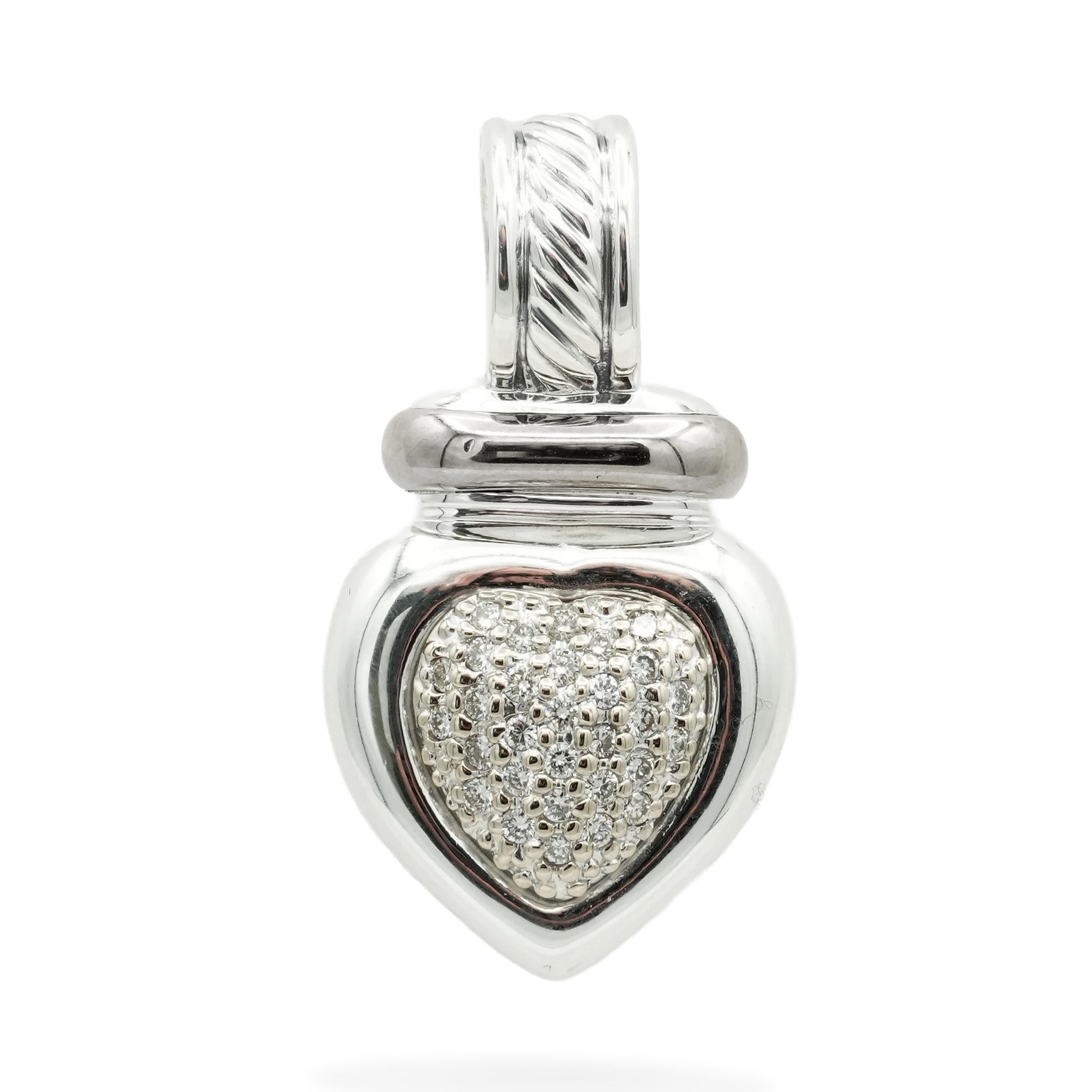 David Yurman Sterling Silver Diamond Heart Pendant