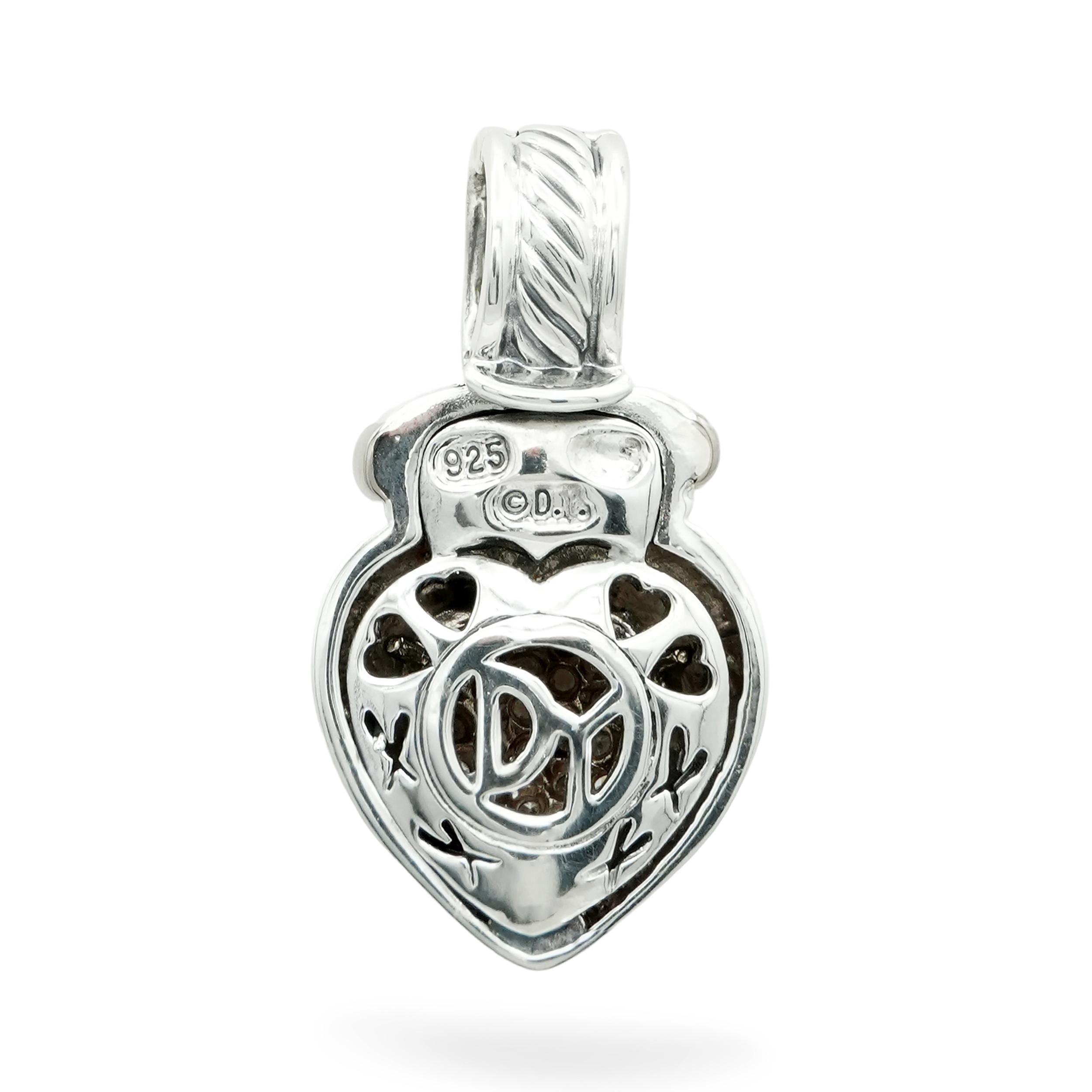 David Yurman Sterling Silver Diamond Heart Pendant