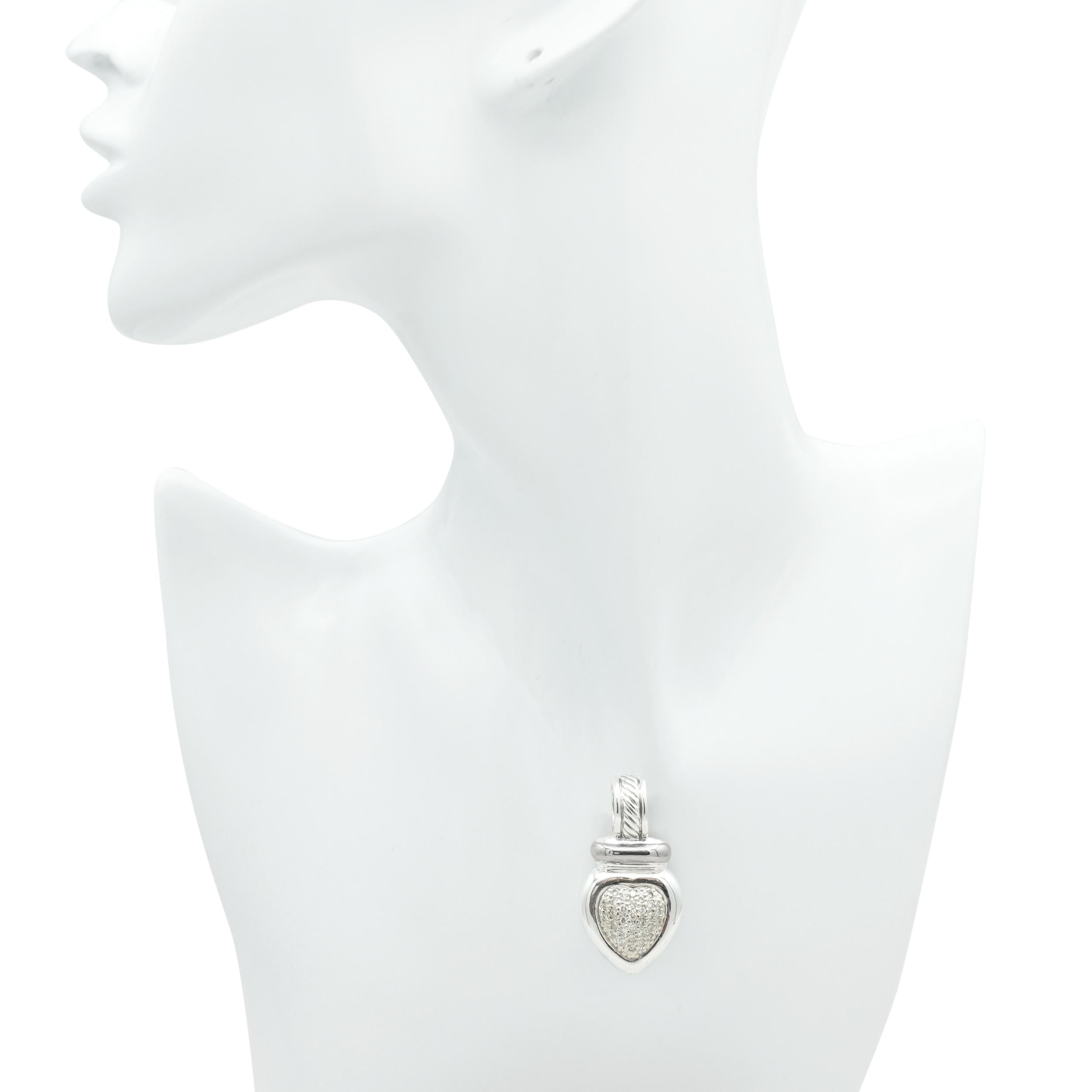 David Yurman Sterling Silver Diamond Heart Pendant