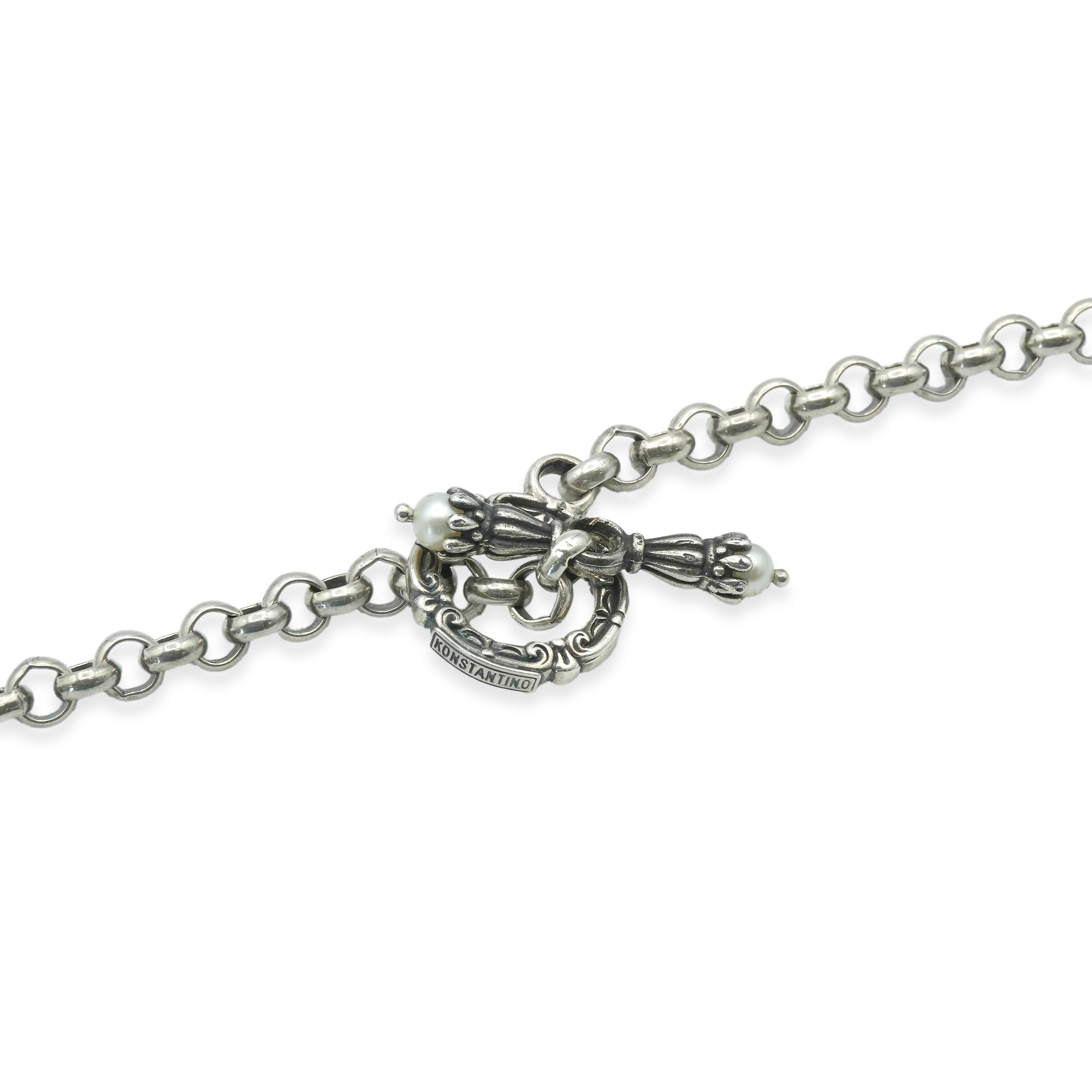 Konstantino Sterling Silver Black Onyx Station Necklace