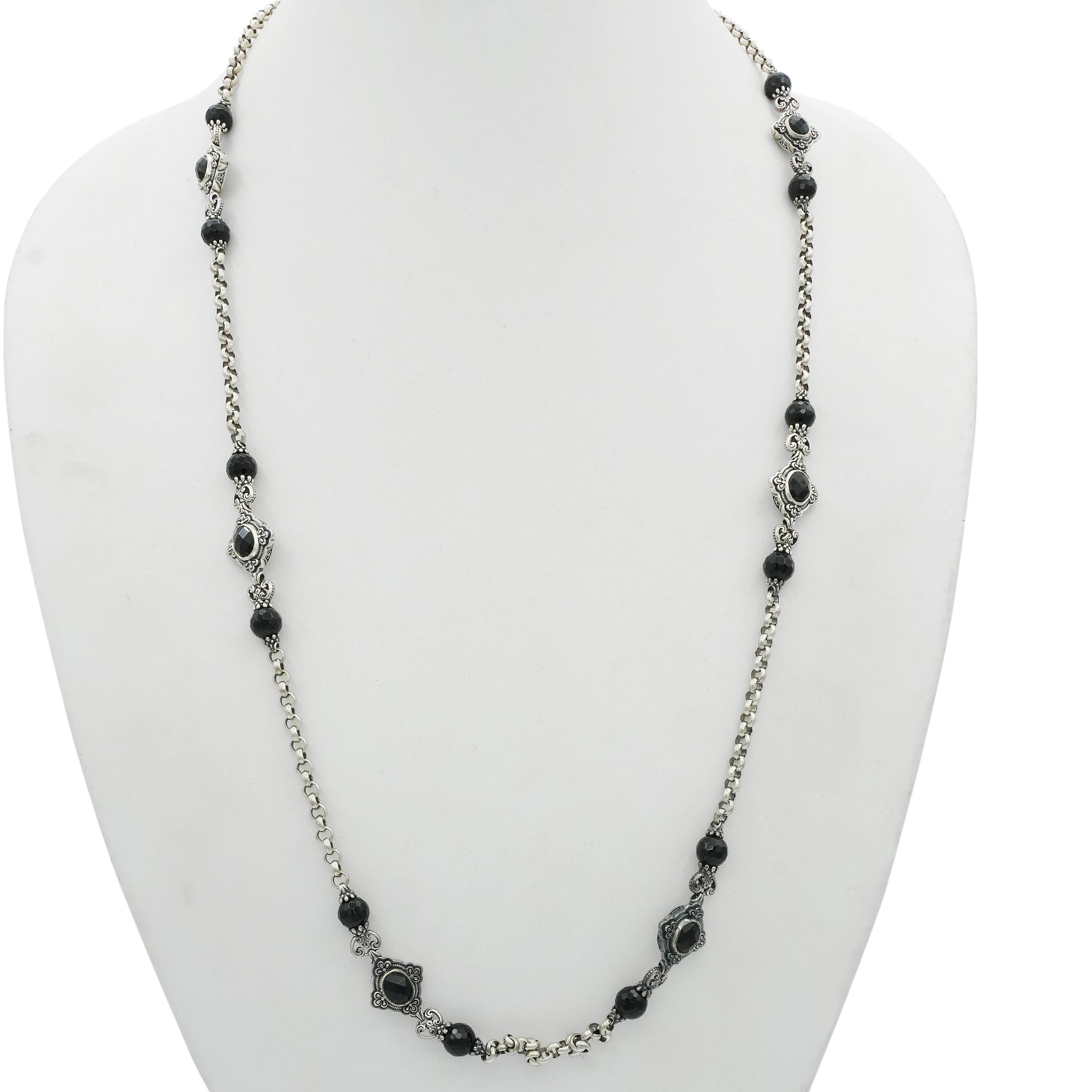 Konstantino Sterling Silver Black Onyx Station Necklace