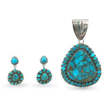 Vintage Sterling Silver Turquoise Pendant & Drop Earrings Set