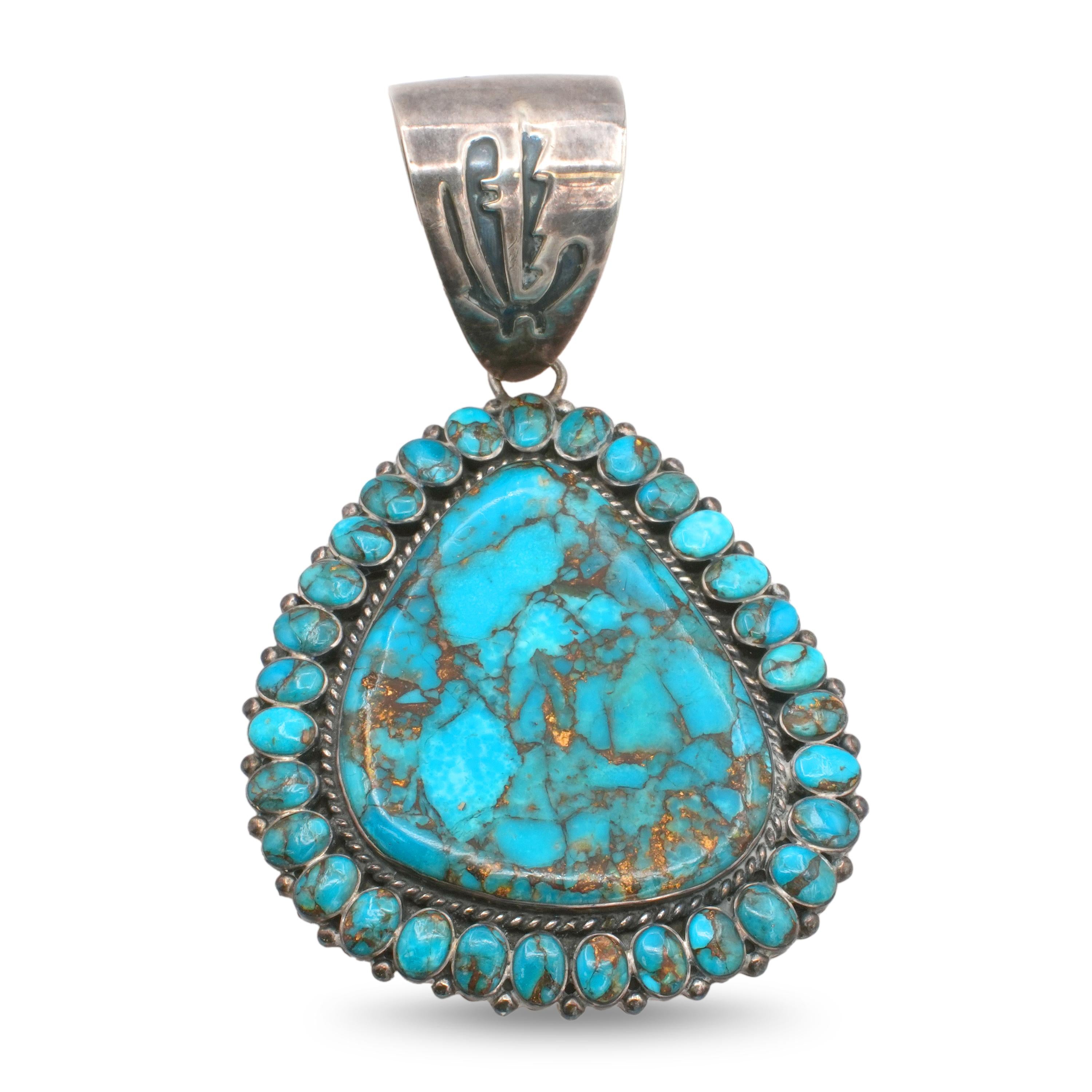Vintage Sterling Silver Turquoise Pendant & Drop Earrings Set