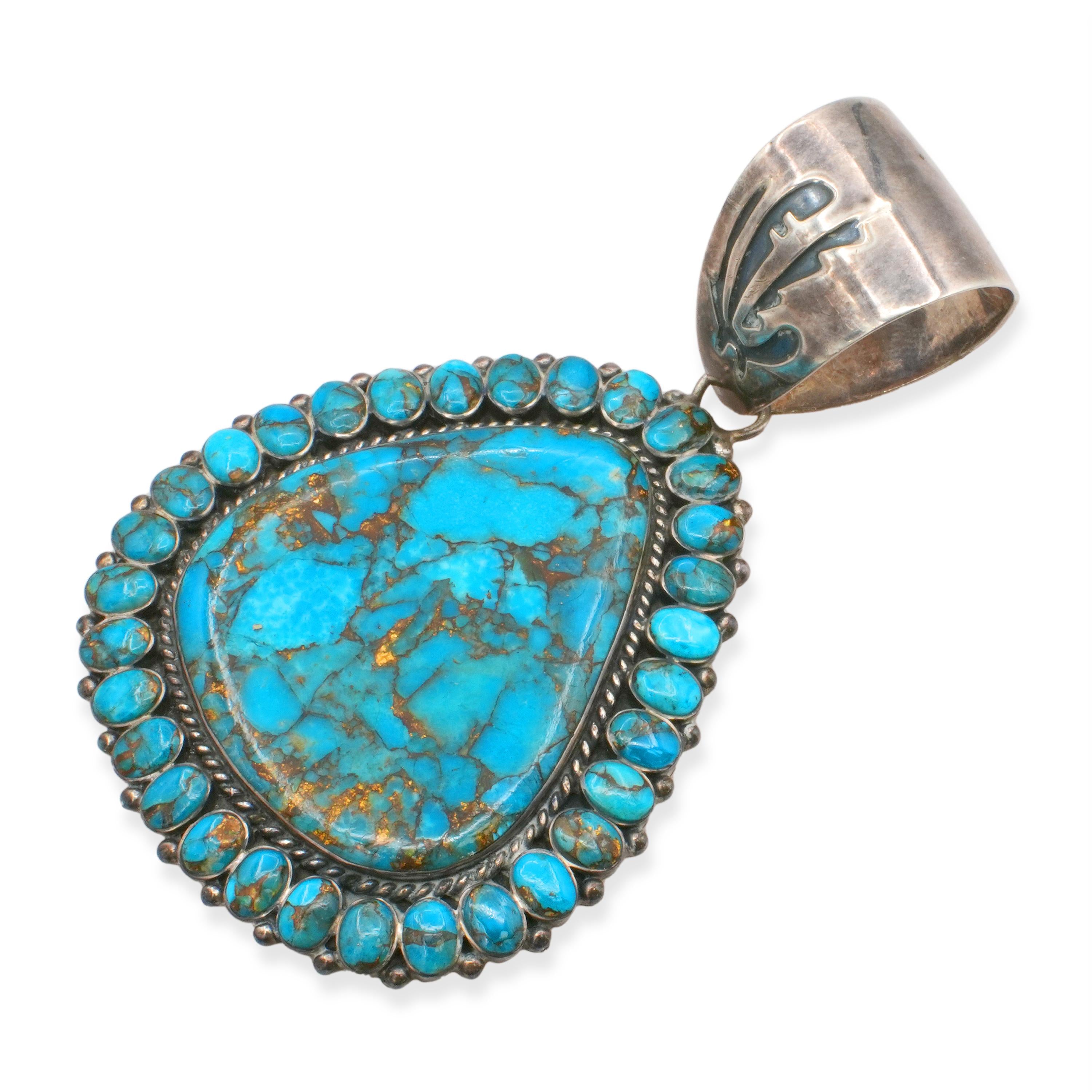 Vintage Sterling Silver Turquoise Pendant & Drop Earrings Set
