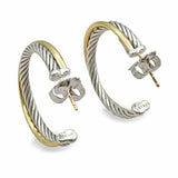 David Yurman Cable Sterling Silver and 14k Yellow Gold Hoop Earrings