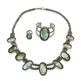 Vintage Navajo Marvin Slim Sterling Silver Turquoise Necklace Bracelet & Ring
