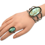 Vintage Navajo Marvin Slim Sterling Silver Turquoise Necklace Bracelet & Ring