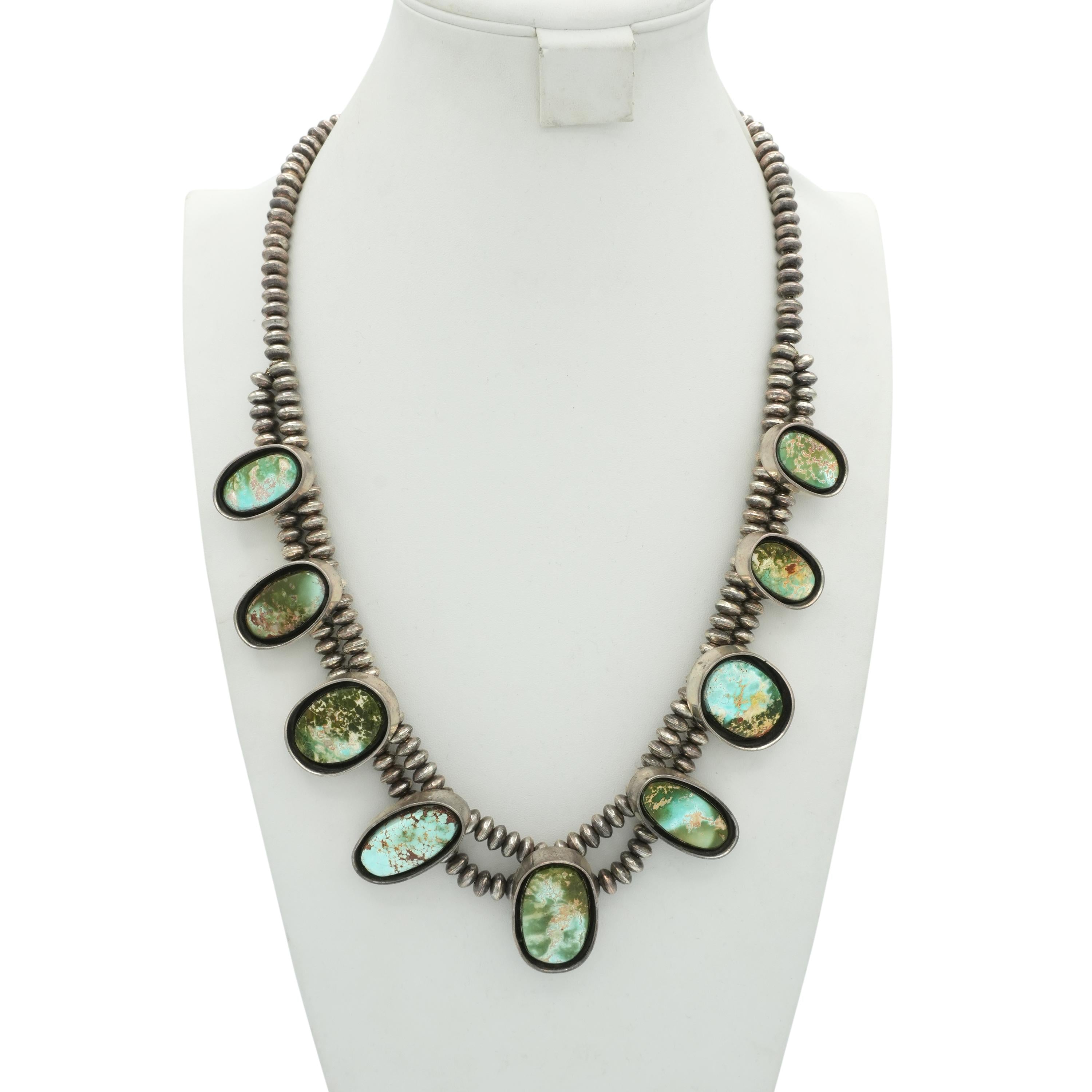 Vintage Navajo Marvin Slim Sterling Silver Turquoise Necklace Bracelet & Ring