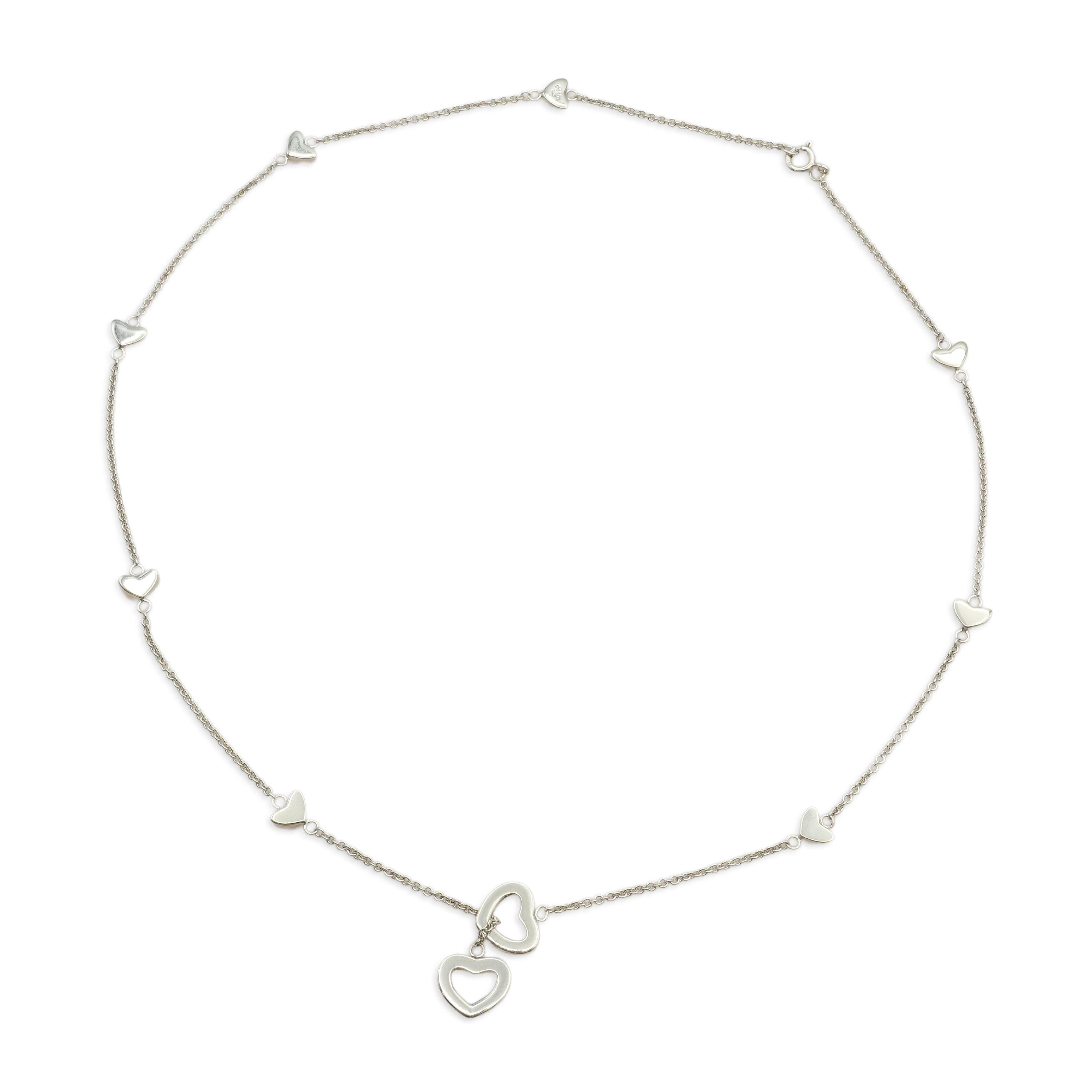 Tiffany & Co. Sterling Silver Heart Station Necklace