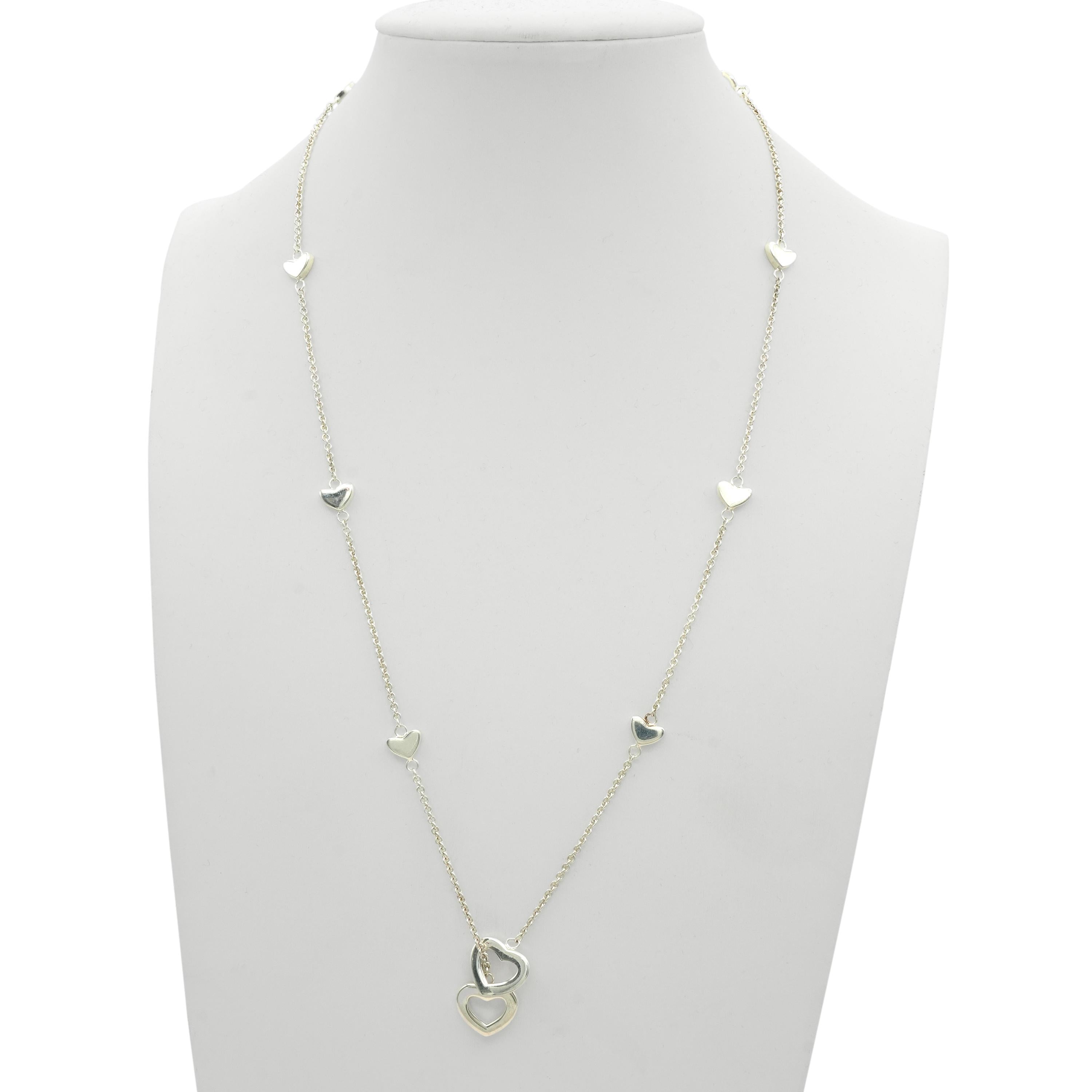 Tiffany & Co. Sterling Silver Heart Station Necklace