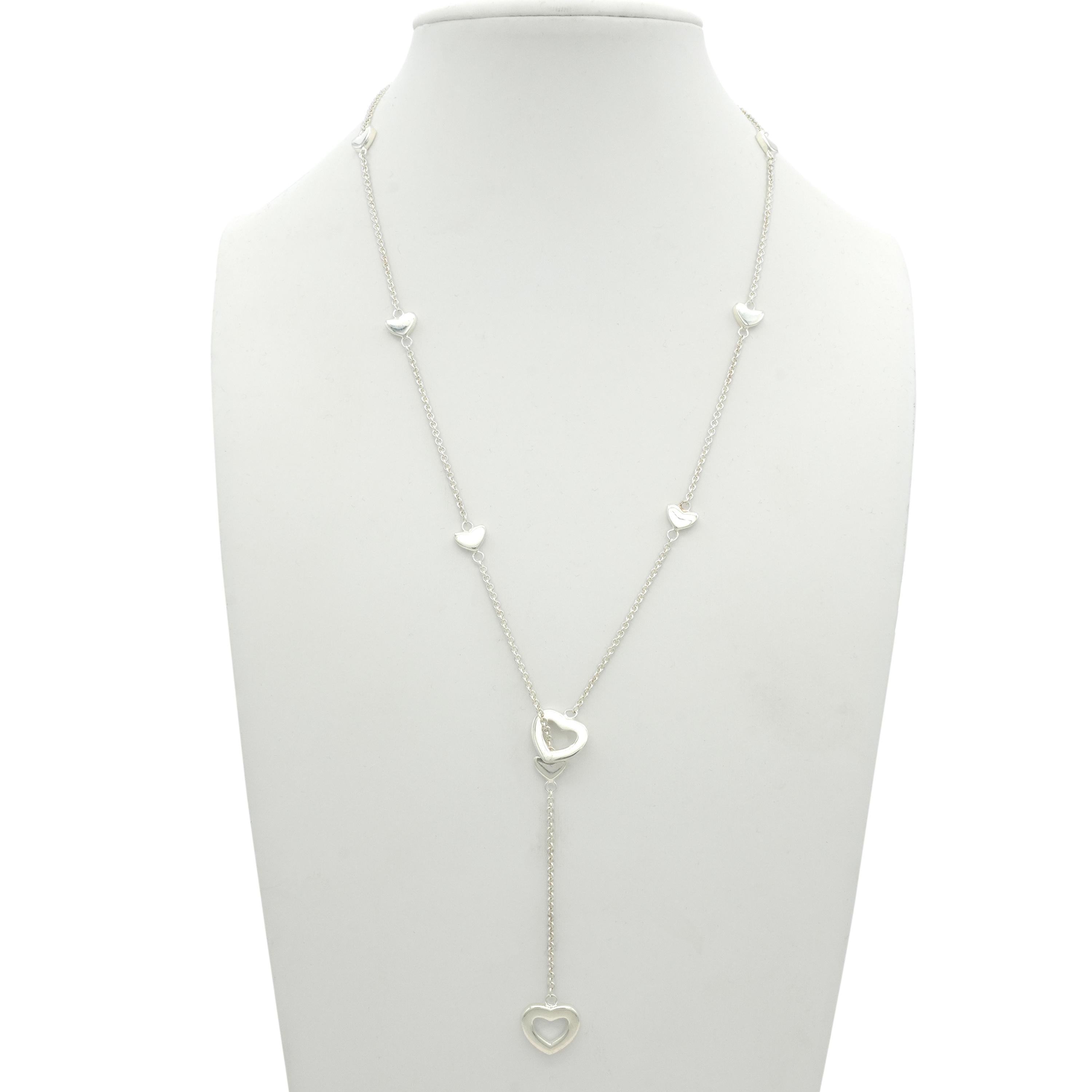 Tiffany & Co. Sterling Silver Heart Station Necklace