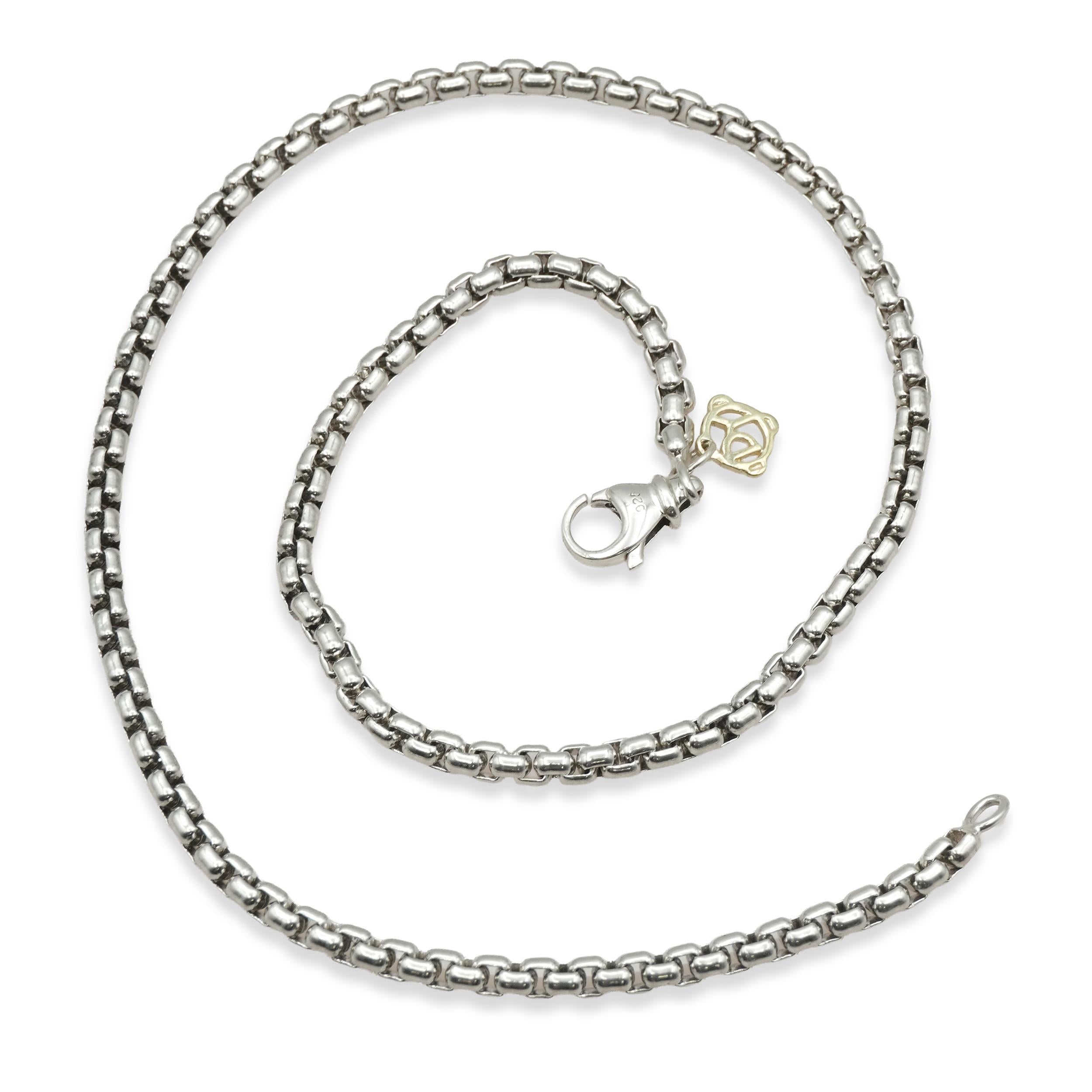 David Yurman Sterling Silver 14K Yellow Gold Box Chain Necklace
