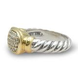 David Yurman Sterling Silver 18K Yellow Gold Diamond Cable Ring