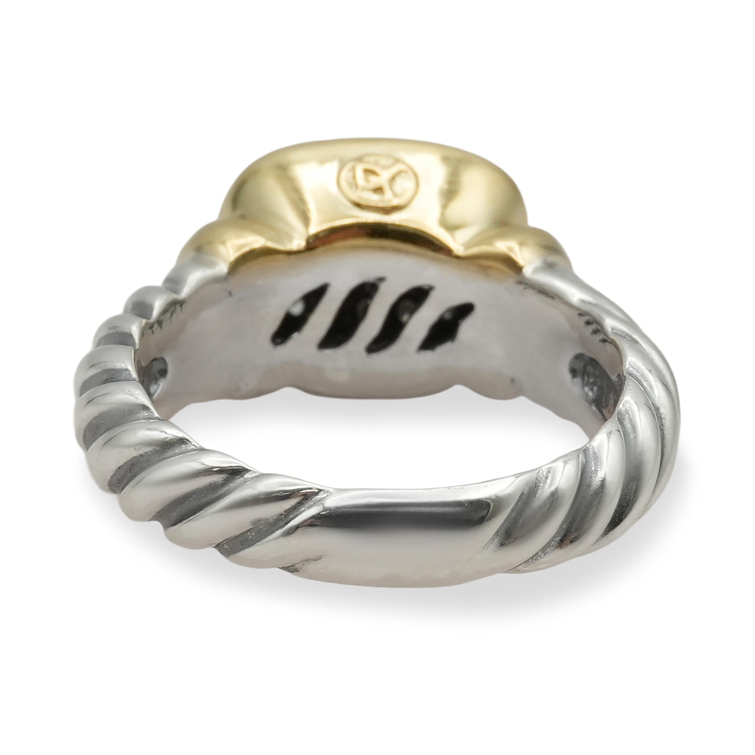 David Yurman Sterling Silver 18K Yellow Gold Diamond Cable Ring