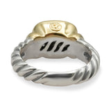 David Yurman Sterling Silver 18K Yellow Gold Diamond Cable Ring