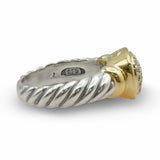 David Yurman Sterling Silver 18K Yellow Gold Diamond Cable Ring