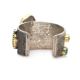 Vintage Southwestern Sterling Silver 18K Gold Turquoise Cuff Bracelet & Ring
