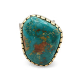 Vintage Southwestern Sterling Silver 18K Gold Turquoise Cuff Bracelet & Ring