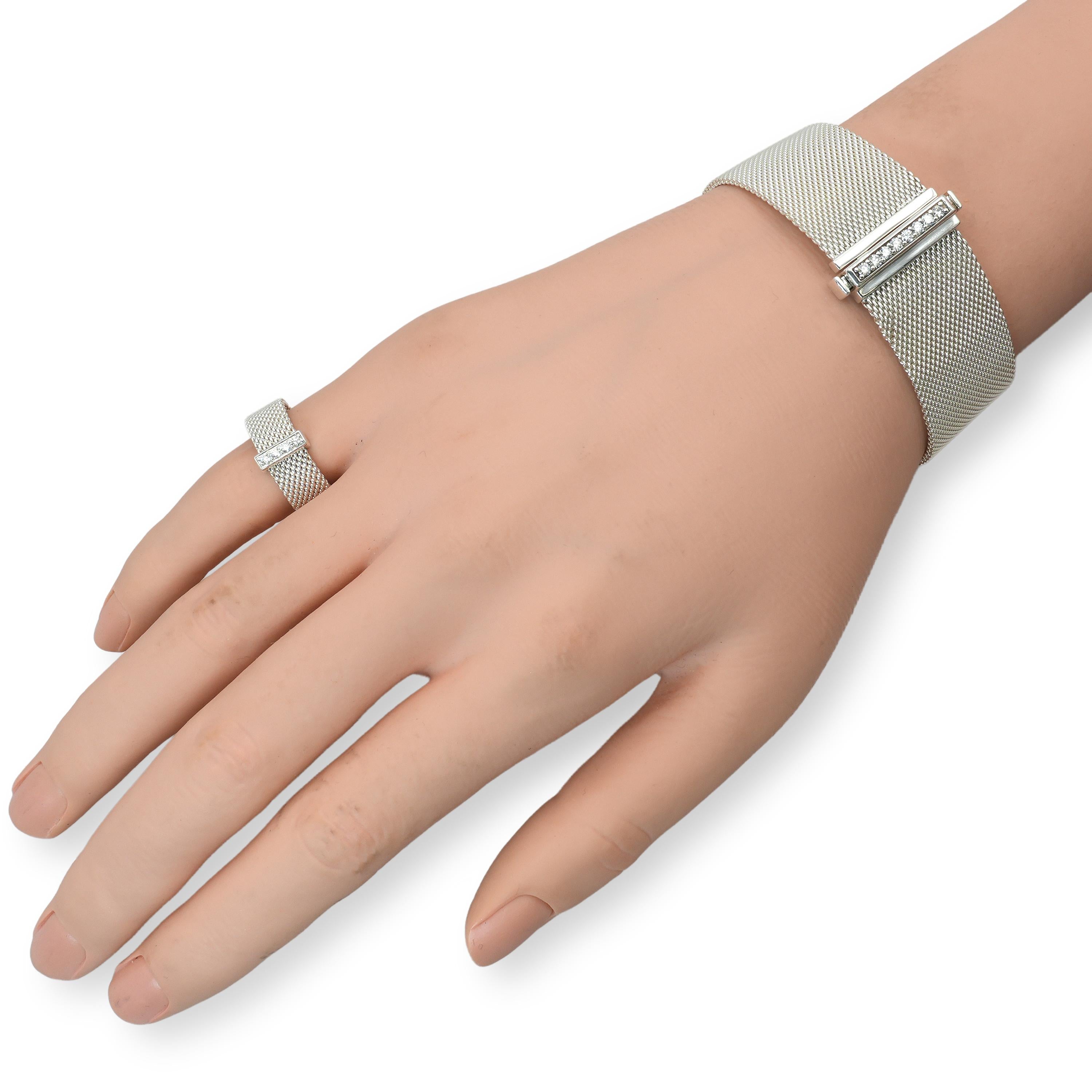Tiffany & Co. Sterling Silver Diamond Somerset Bracelet & Ring Set