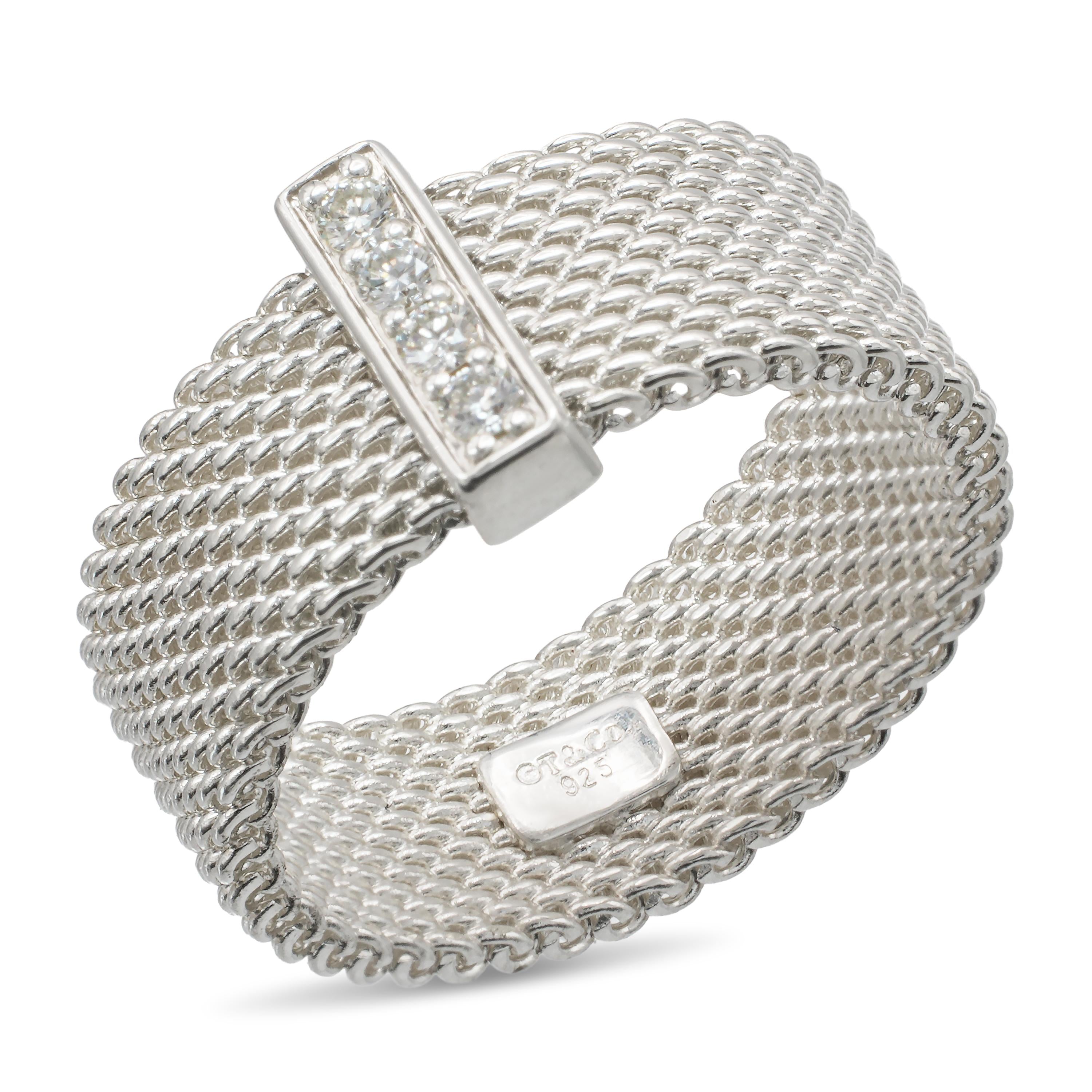 Tiffany & Co. Sterling Silver Diamond Somerset Bracelet & Ring Set