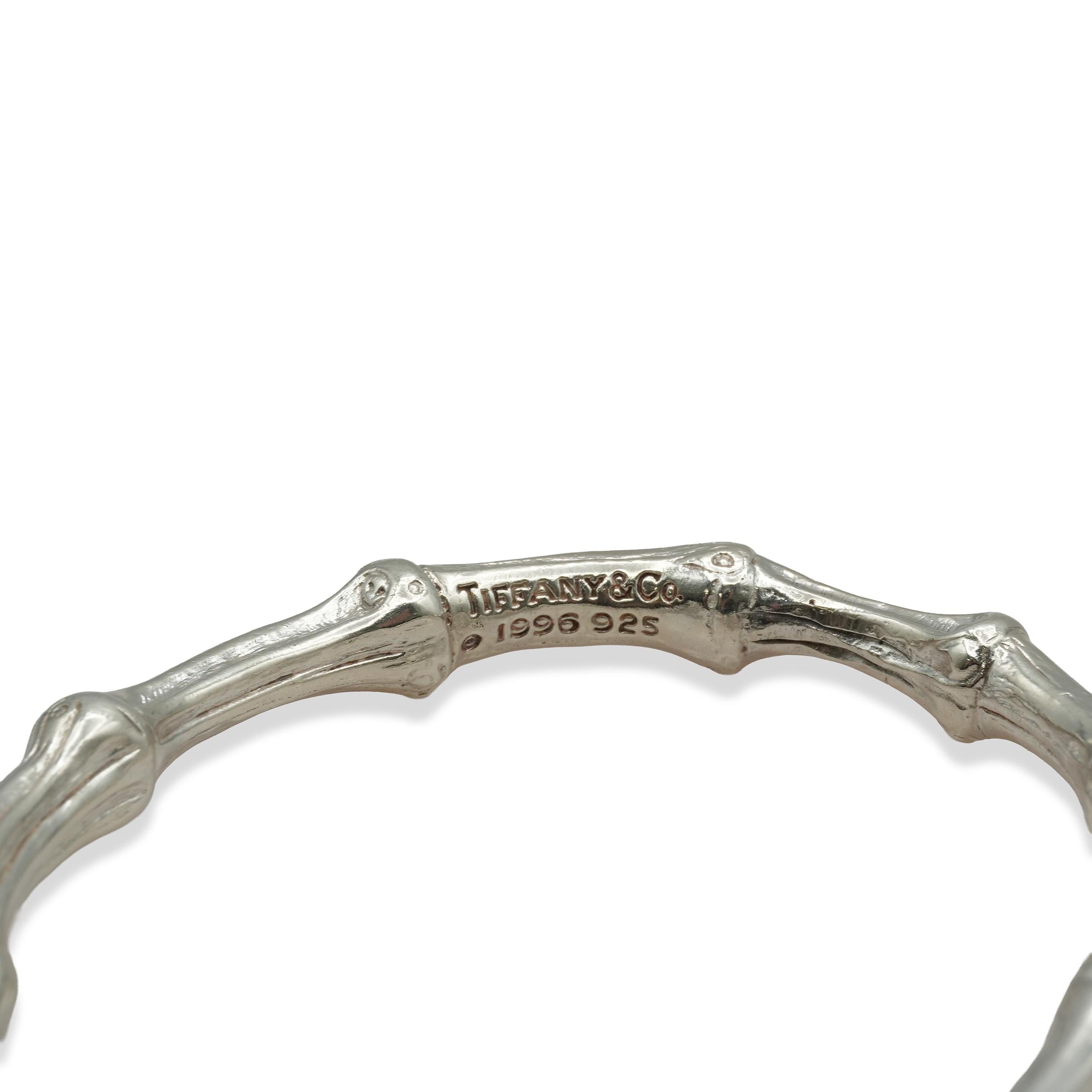 Tiffany & Co. 1996 Sterling Silver Bamboo Bracelet and Earrings Set