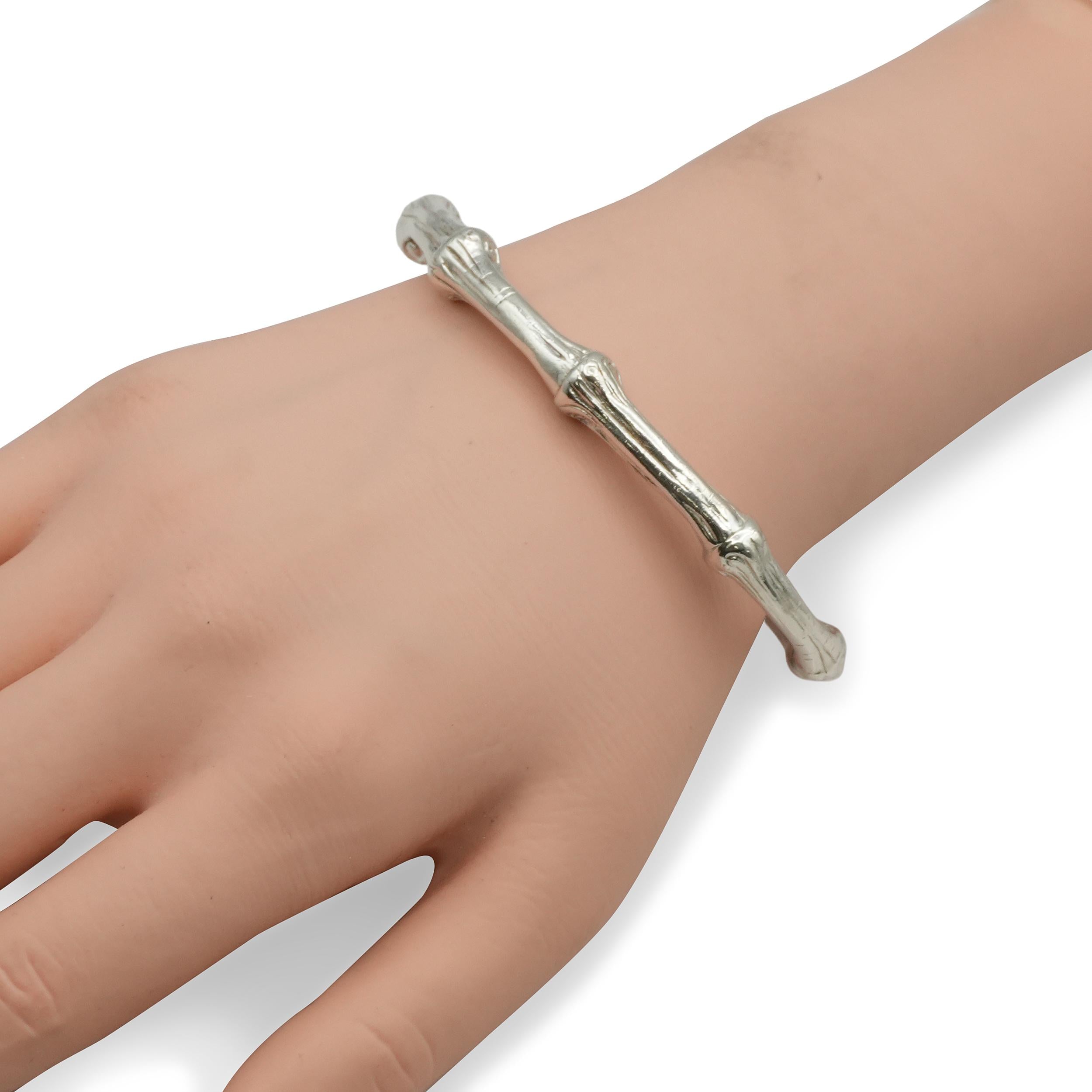 Tiffany & Co. 1996 Sterling Silver Bamboo Bracelet and Earrings Set