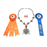 Causandra Dukepoo Silver Reversible Turquoise Coral Necklace & Earrings Set