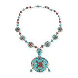 Causandra Dukepoo Silver Reversible Turquoise Coral Necklace & Earrings Set