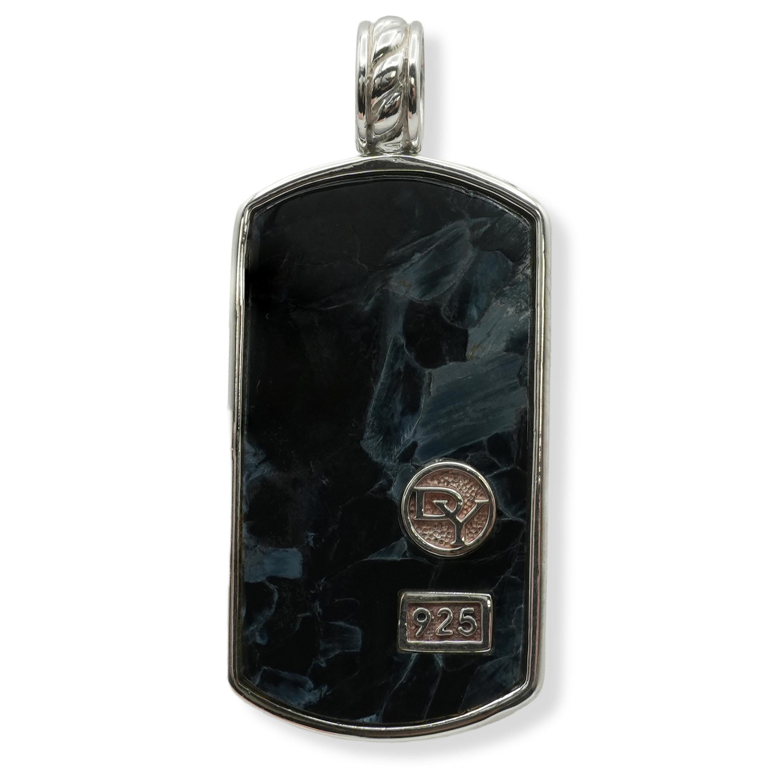 David Yurman Sterling Silver Pietersite Dog Tag Pendant