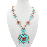 Causandra Dukepoo Silver Reversible Turquoise Coral Necklace & Earrings Set