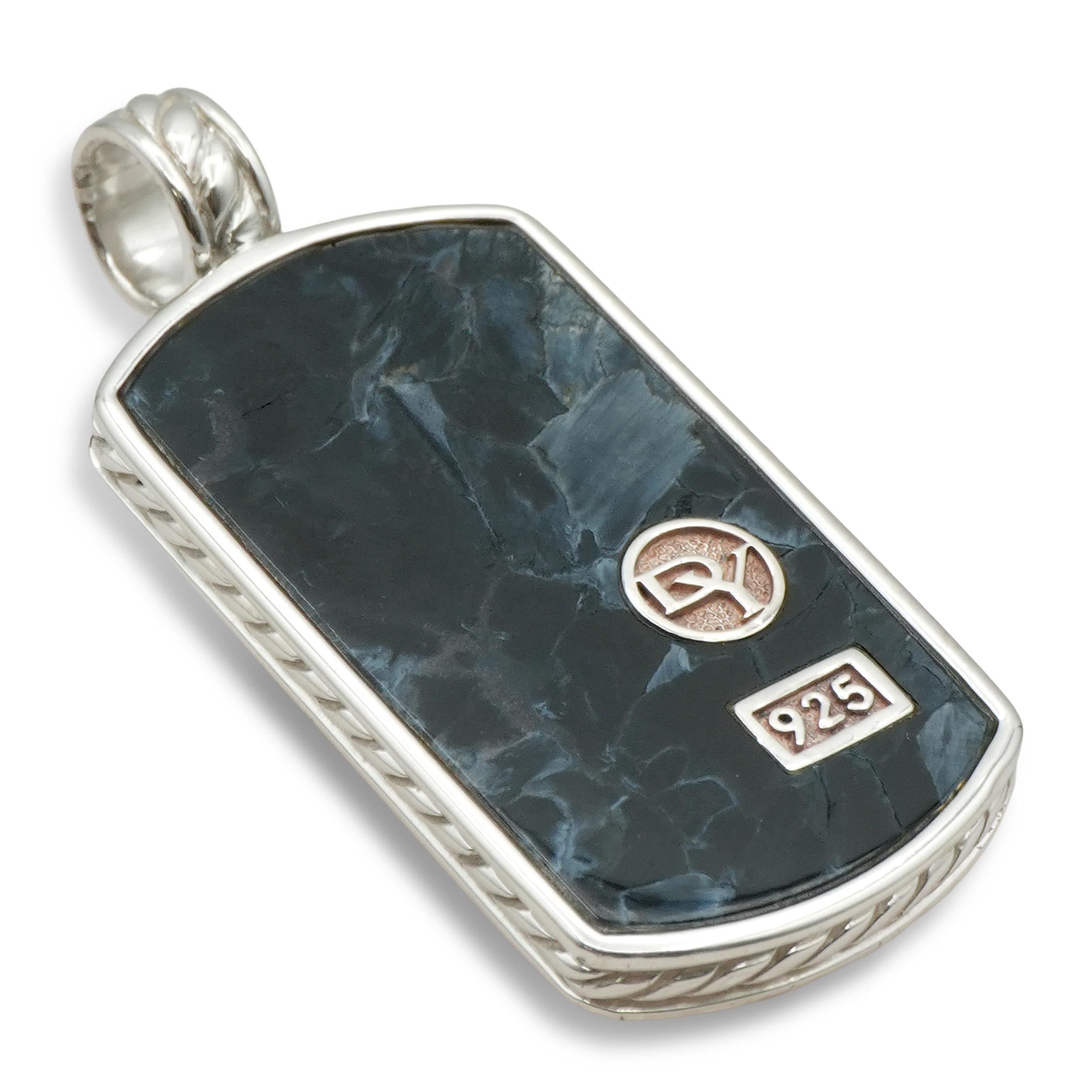 David Yurman Sterling Silver Pietersite Dog Tag Pendant