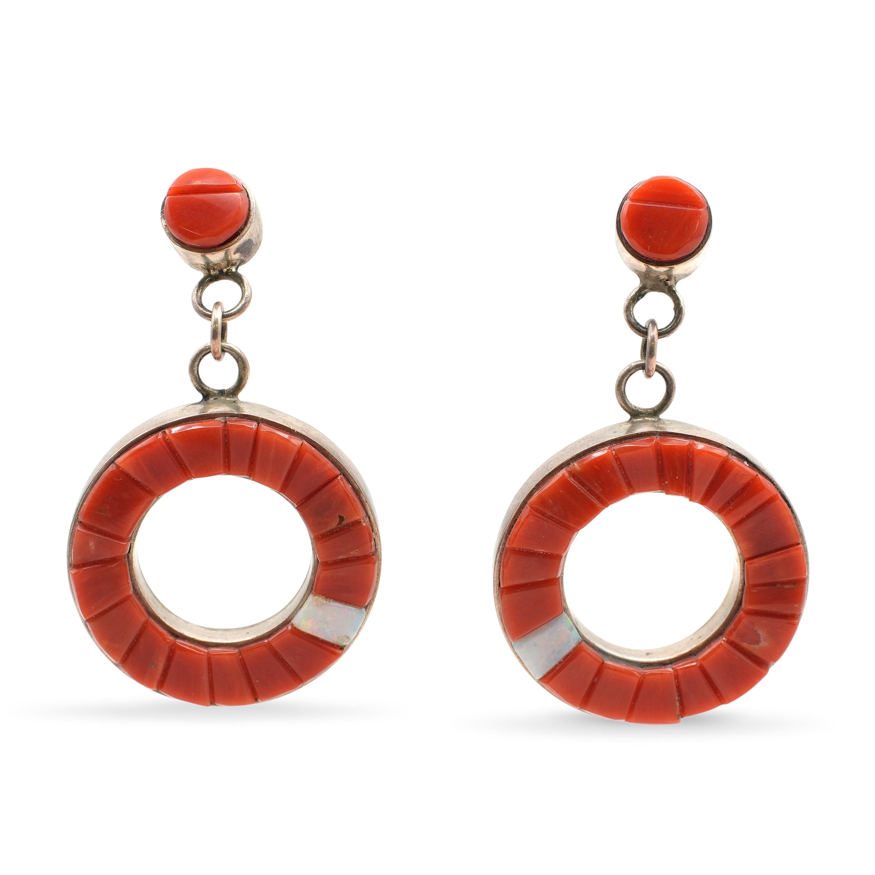 Causandra Dukepoo Silver Reversible Turquoise Coral Necklace & Earrings Set