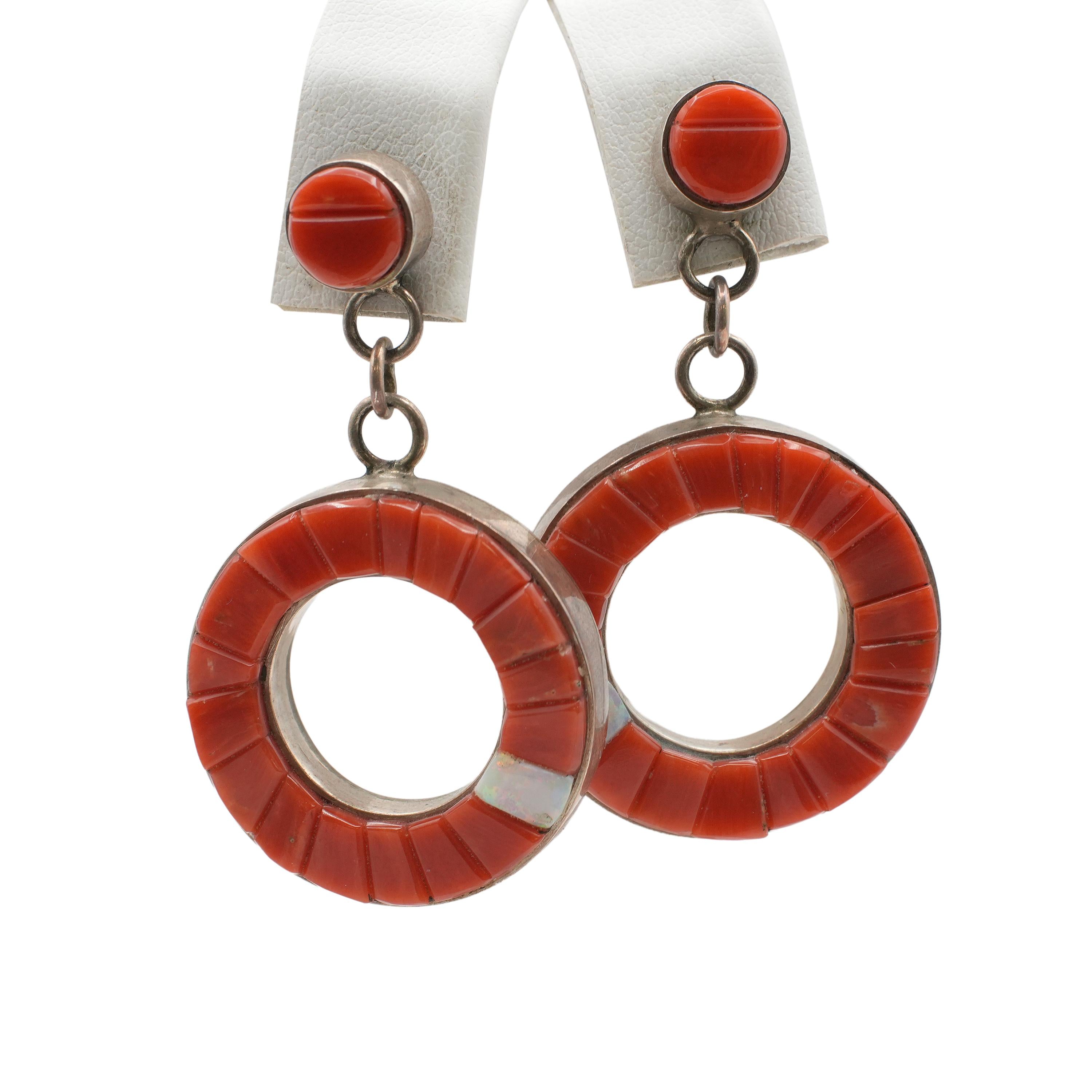 Causandra Dukepoo Silver Reversible Turquoise Coral Necklace & Earrings Set