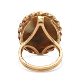 Vintage Ming’s 14K Gold Brown Jade Cabochon Ring